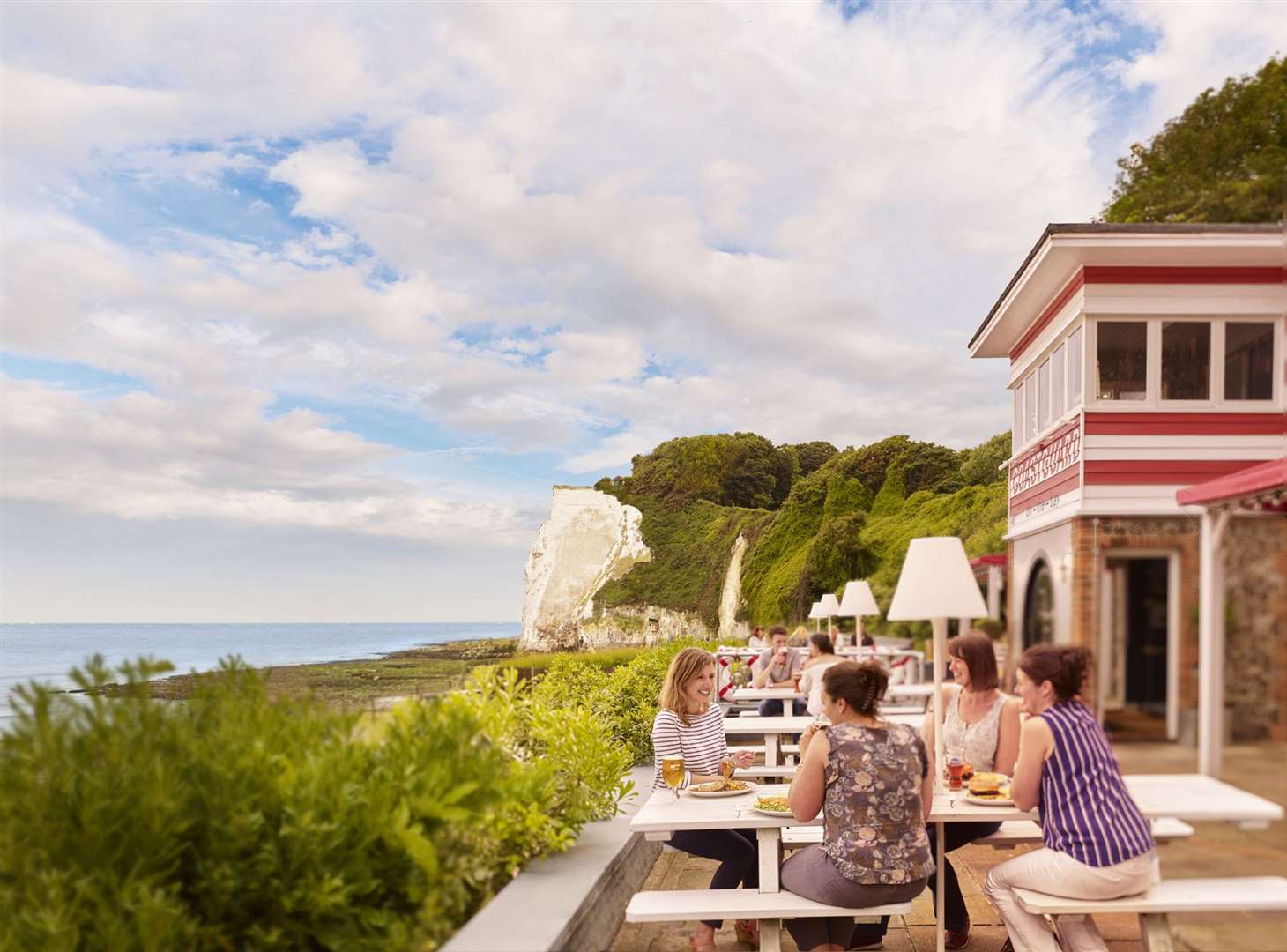 The pub seen on a summer's day, when (I would imagine) you may even be able to spot France on the other side of the Channel