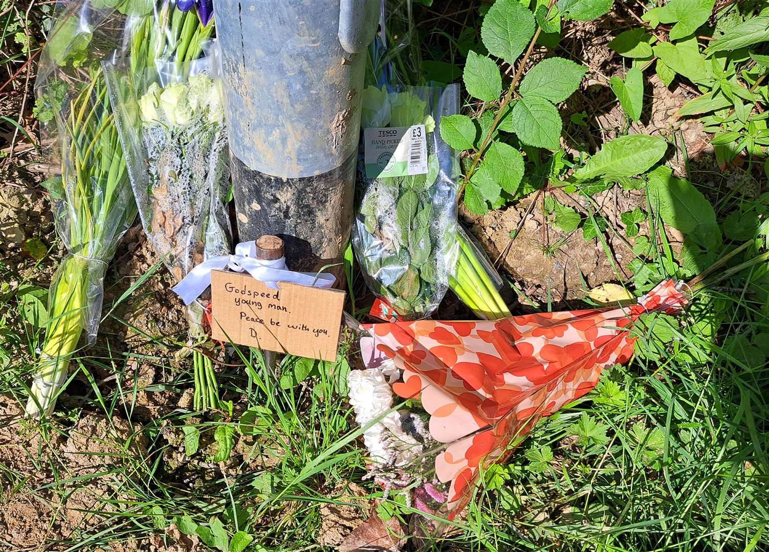 Flowers were left at the scene of the crash in Common Road