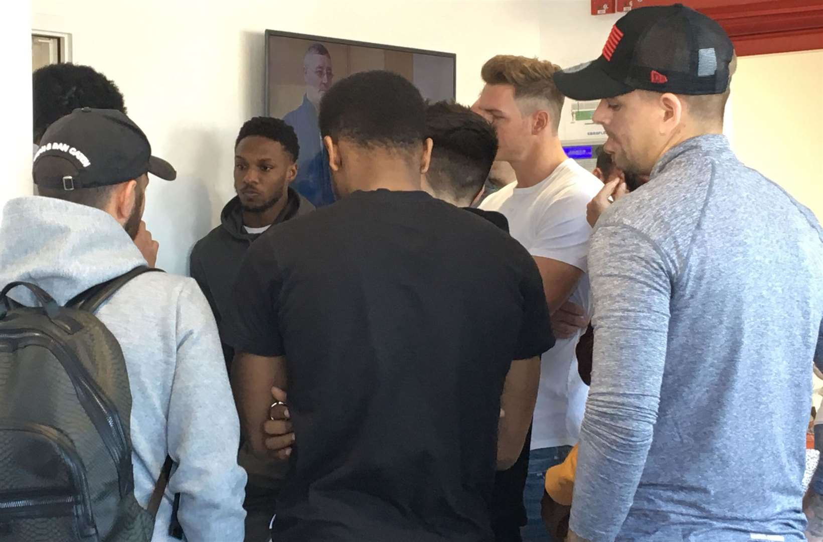 Ebbsfleet United players requesting payment at the club's reception