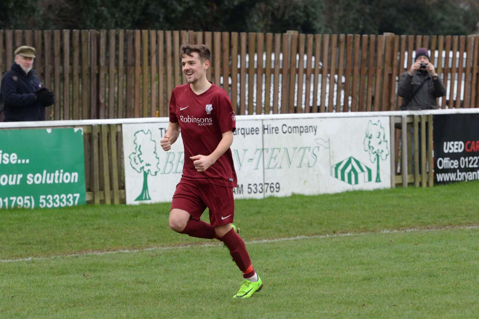 Kyron Lightfoot celebrates scoring for Canterbury City last season. Picture: Chris Davey