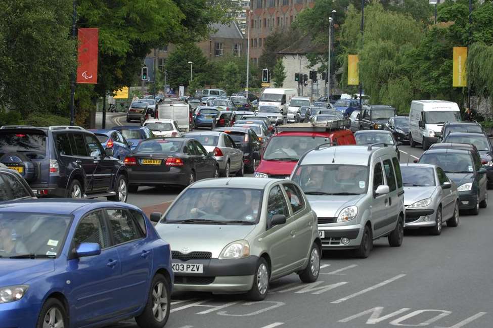 Flooding has caused delays in Maidstone town centre. Picture: Martin Apps.