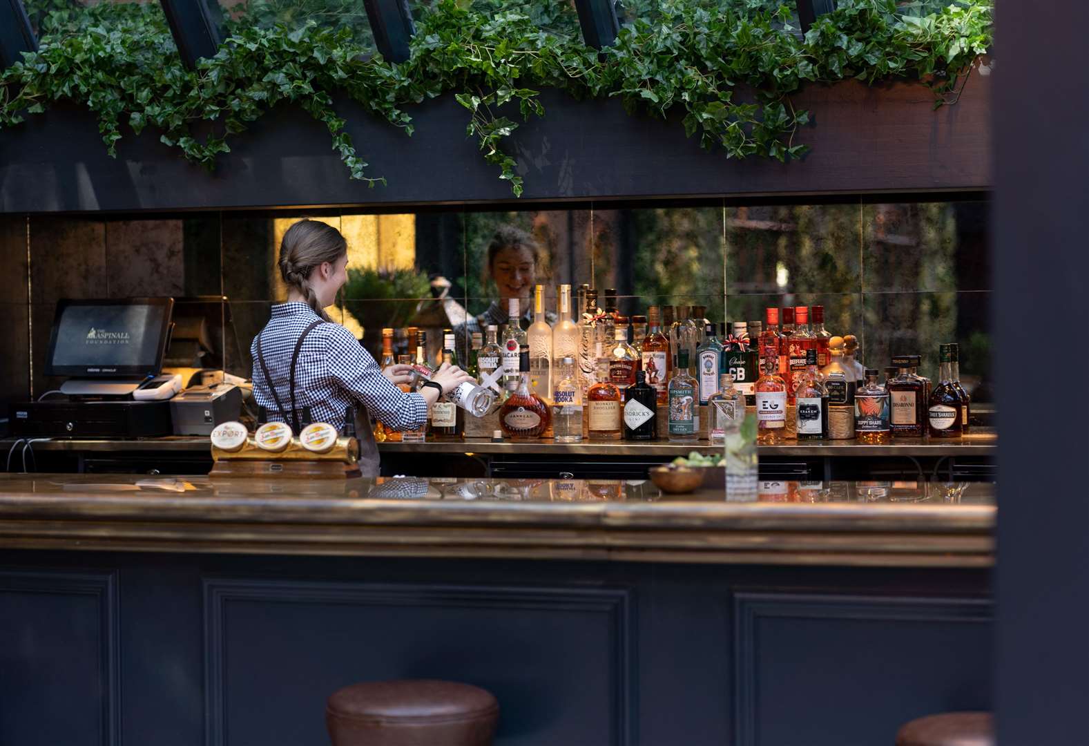 The bar in the Garden Room restaurant at Port Lympne