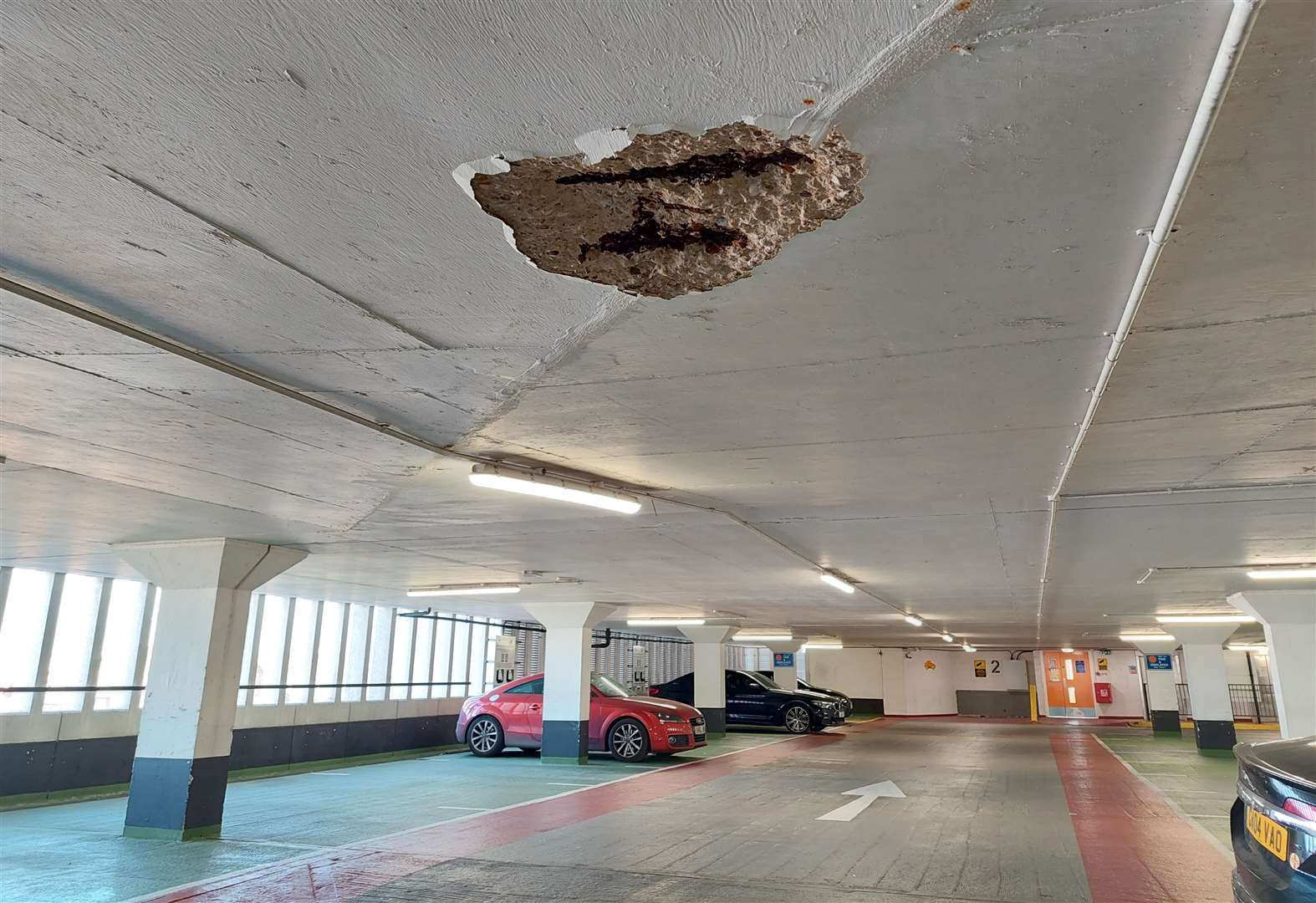 Part of the ceiling fell in on the second floor on Monday afternoon