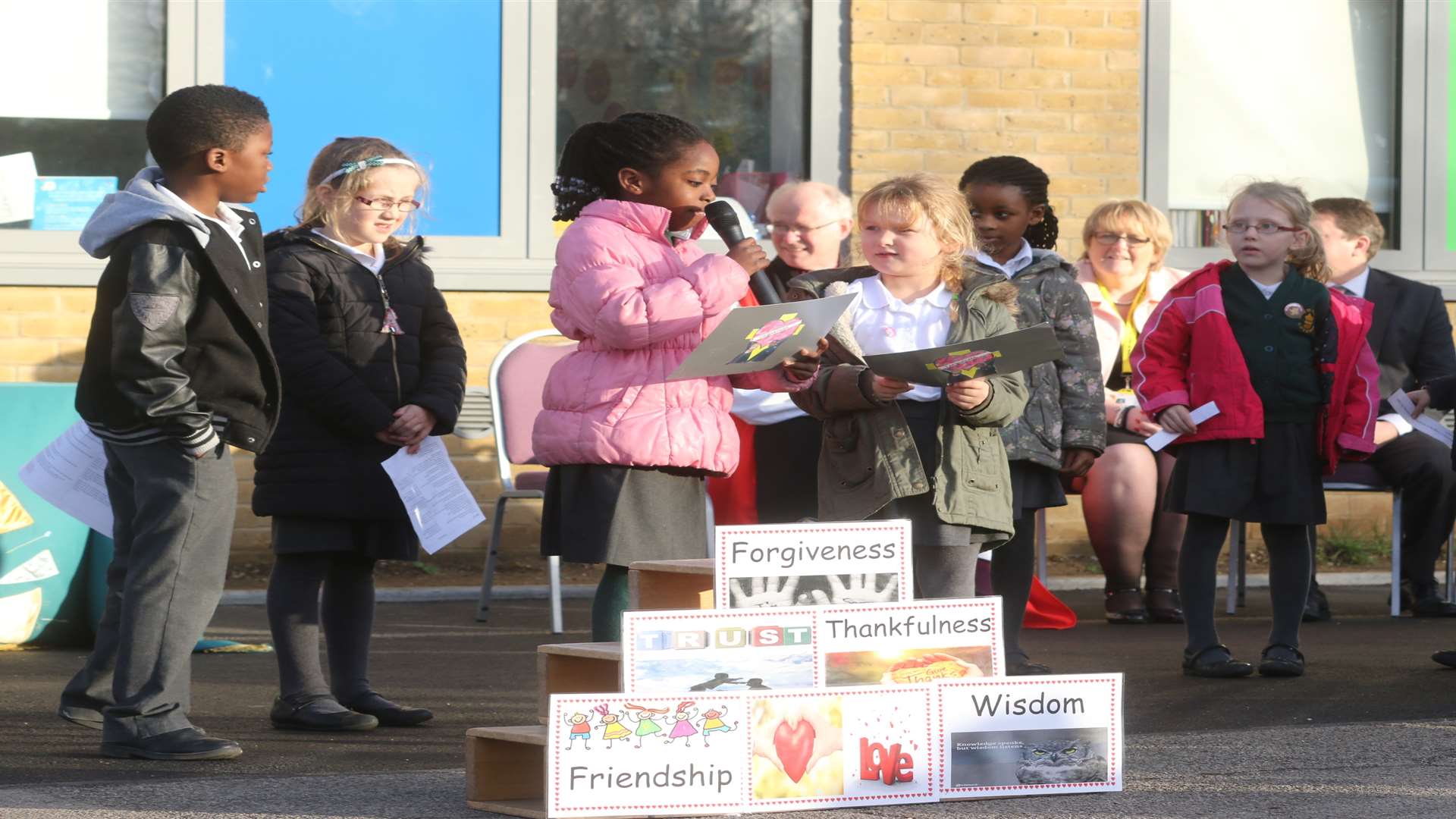 Children at the opening new building extension.