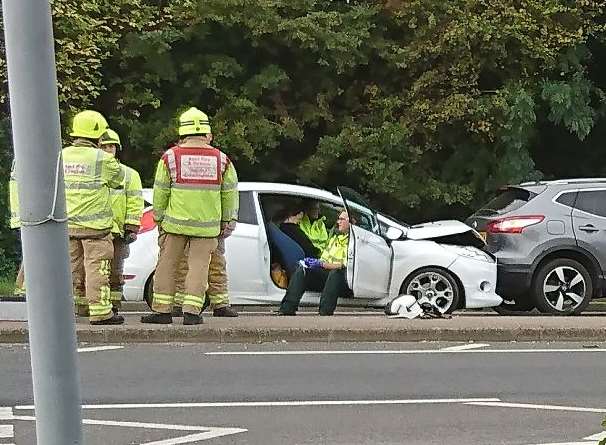 Firefighters at the scene of the crash