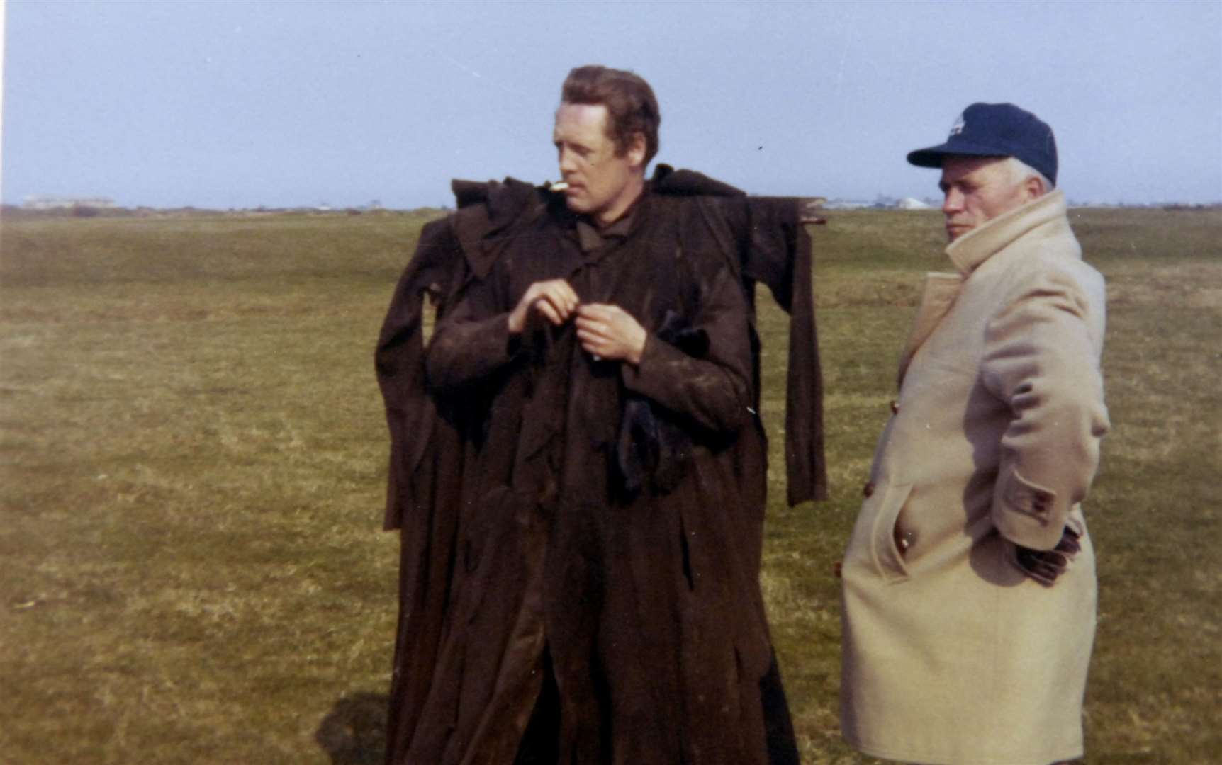 The lead star Patrick McGoohan in costume - albeit minus the mask - between takes in 1963. Pic: Joe Barnes