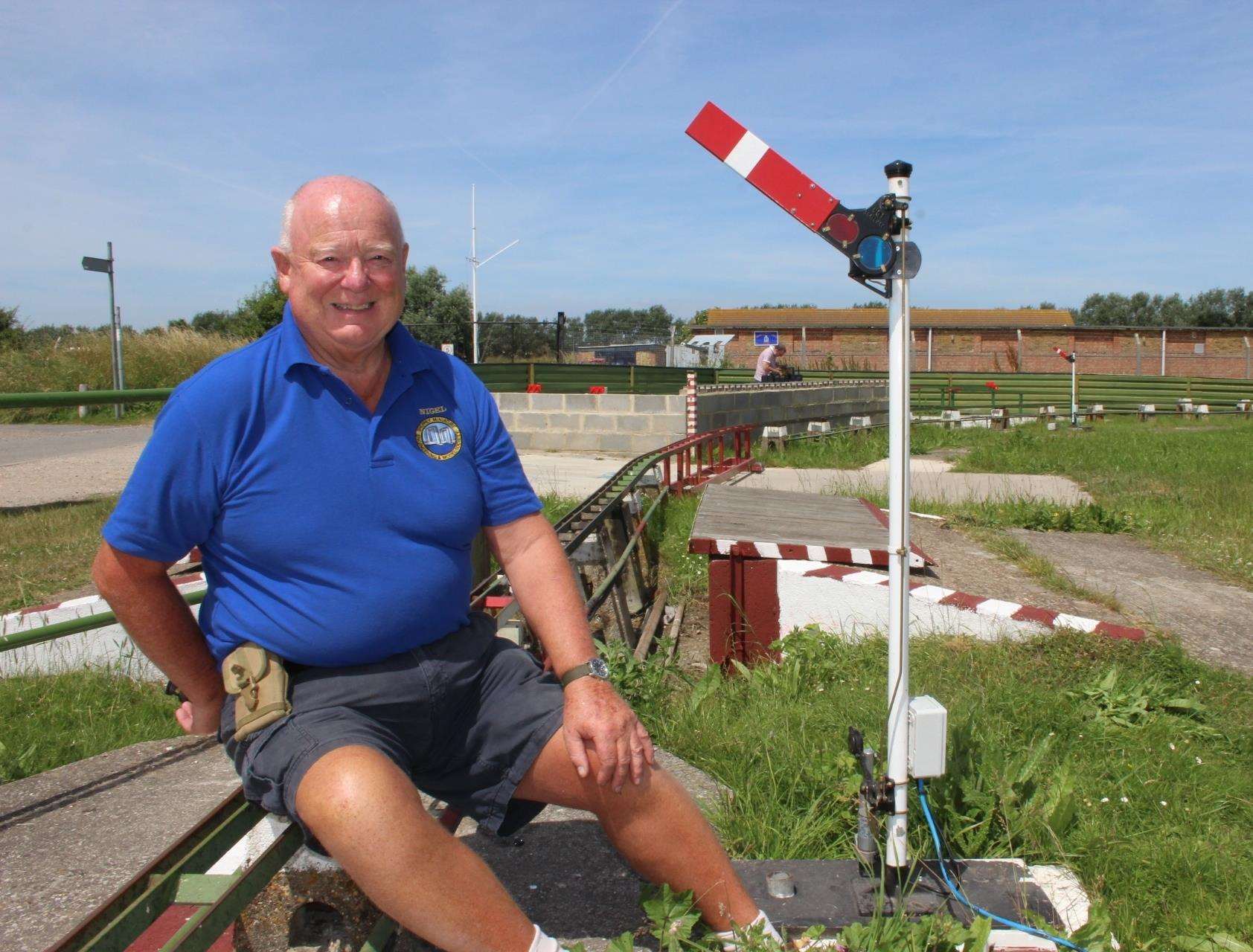 Retired bank manager Nigel Ingram, balancing the books at the Sheppey Miniature Model Engineering Society at Barton's Point, Sheerness (2713853)