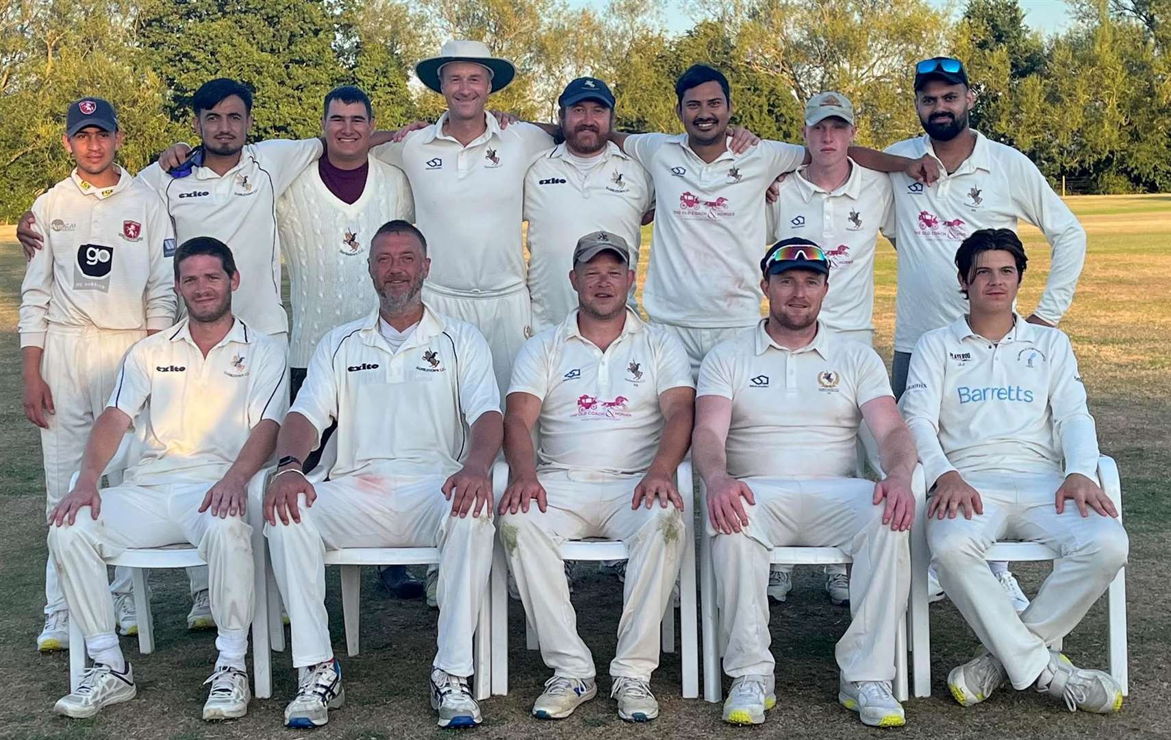 Harbledown's victorious Kent Village League first-team side. Back row, from left, Suleman Zaman, Jan Maroofkhail, Jack Dunning, Will Halliday, Greg Shields, Sudesh Thakur, Jack Tremain and Manoj Kumar. Front row, Neil Turner, Darrell Carter, captain Henry Roberts, Gavin Dixon and Josh Julian