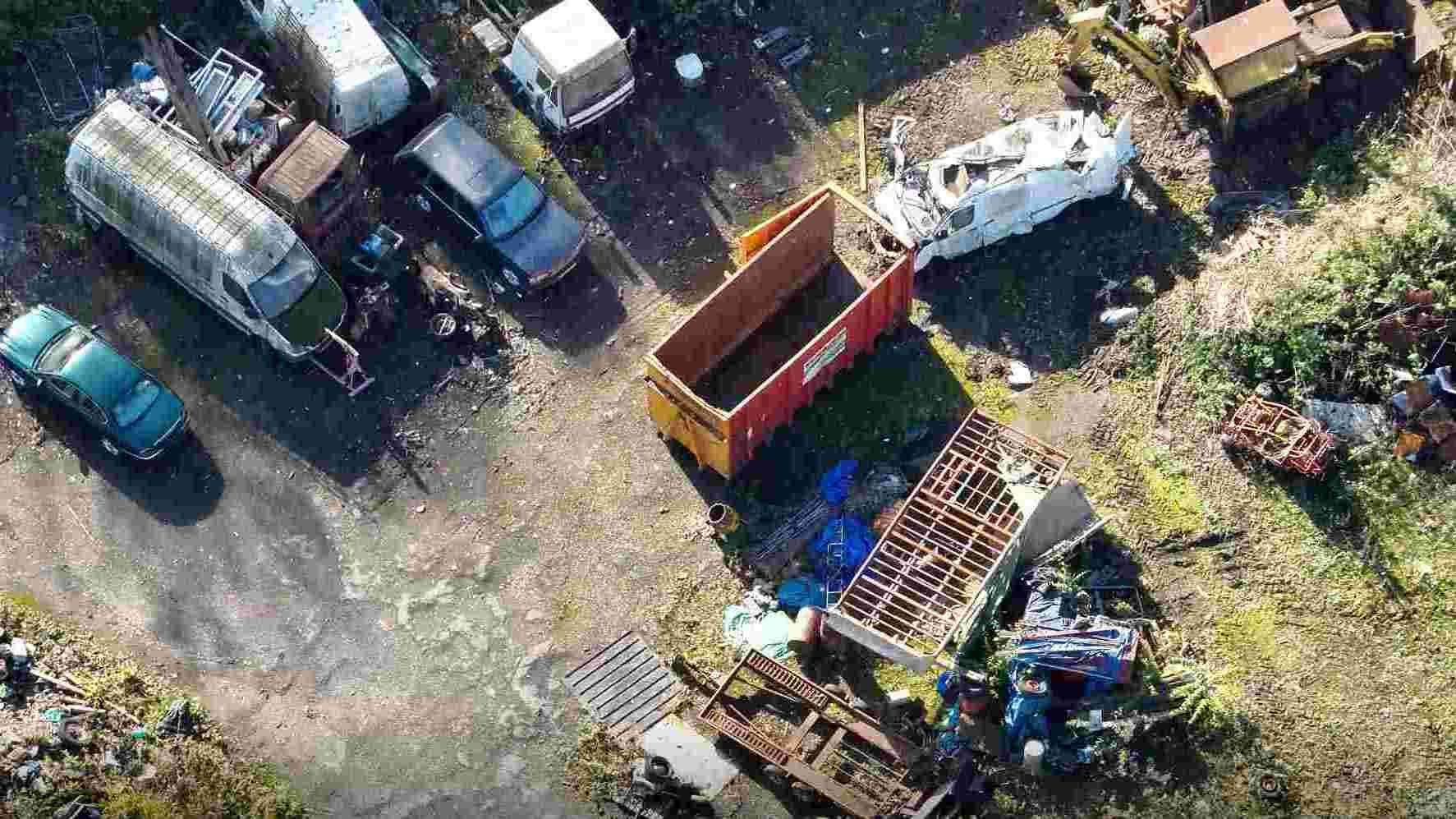 A number of scrapped vehicles were found at the site off Bell Lane