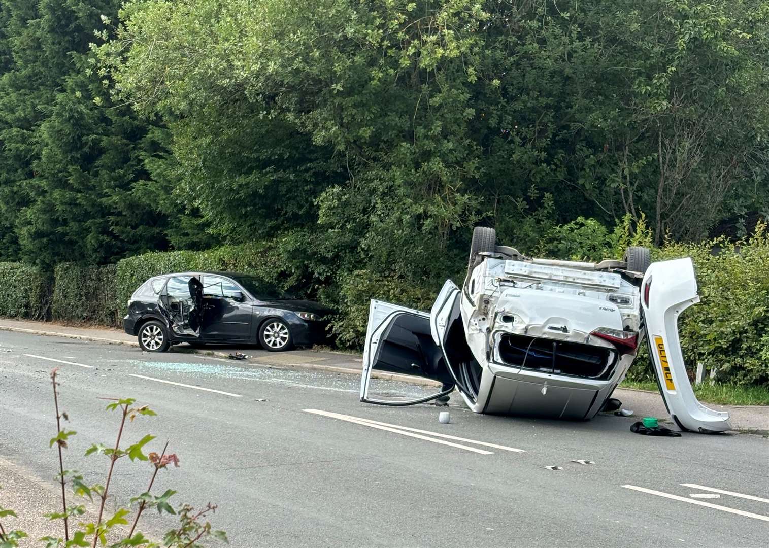 Two cars were badly damaged in a crash in Heath Road Coxheath. Picture: Kerry Jeffery