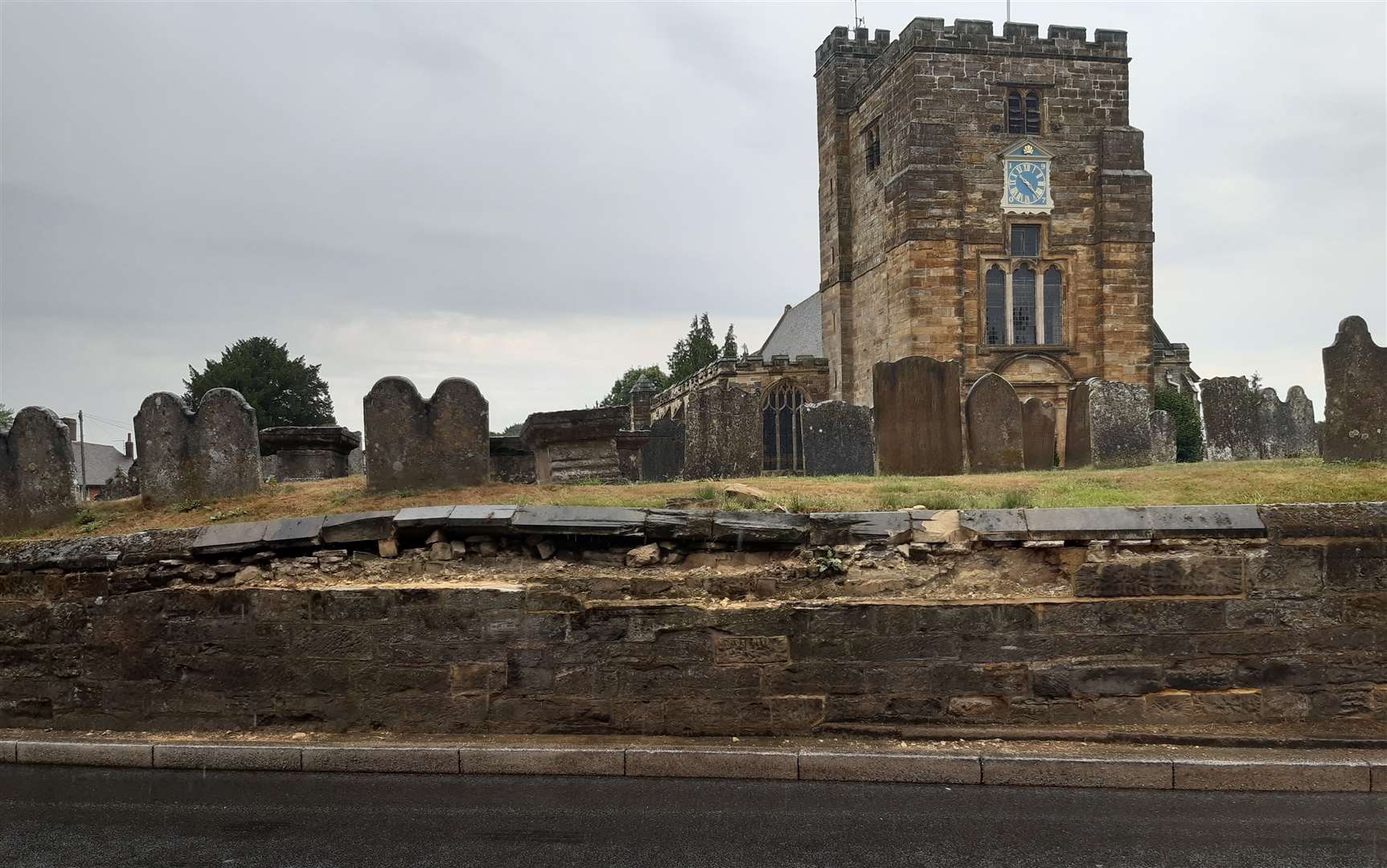 Church wall in Goudhurst has been knocked by lorries driving through