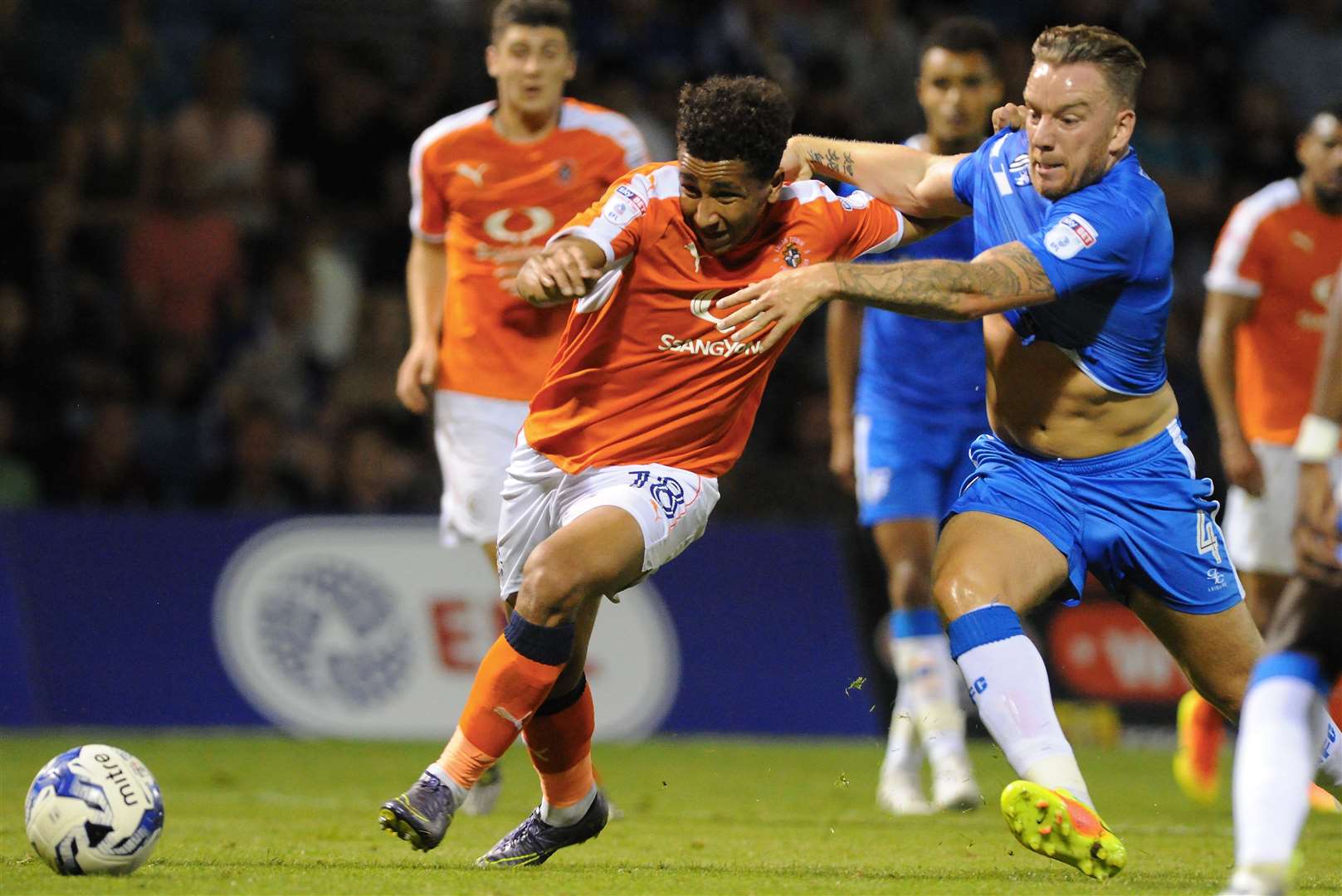 Jamie O'Hara, right, seen here playing for Gillingham, is another ex-pro on the bill. Picture: Steve Crispe