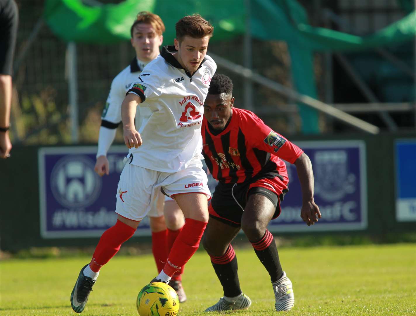 Ramsgate (in white) on their way to a 1-0 win at Sittingbourne Picture: John Westhrop