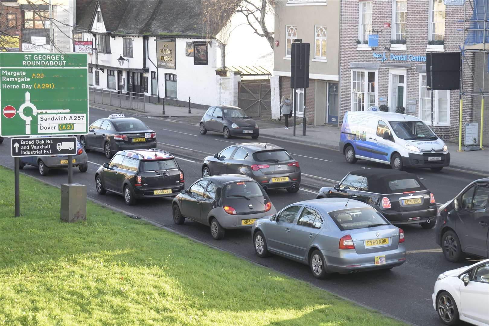 Traffic builds up approaching St George's Roundabout