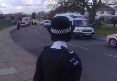 Police at the scene of the crash on Thursday.