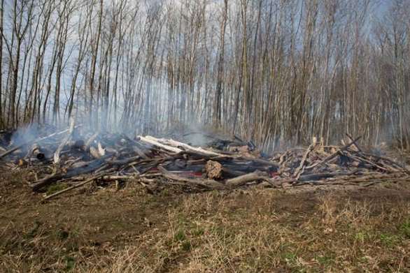 Remains of a fire earlier today.