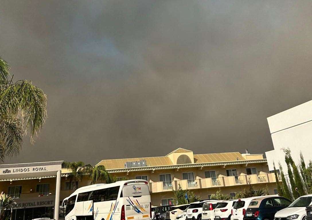 Grey smoked filled the sky in Rhodes. Picture: Emily Martin