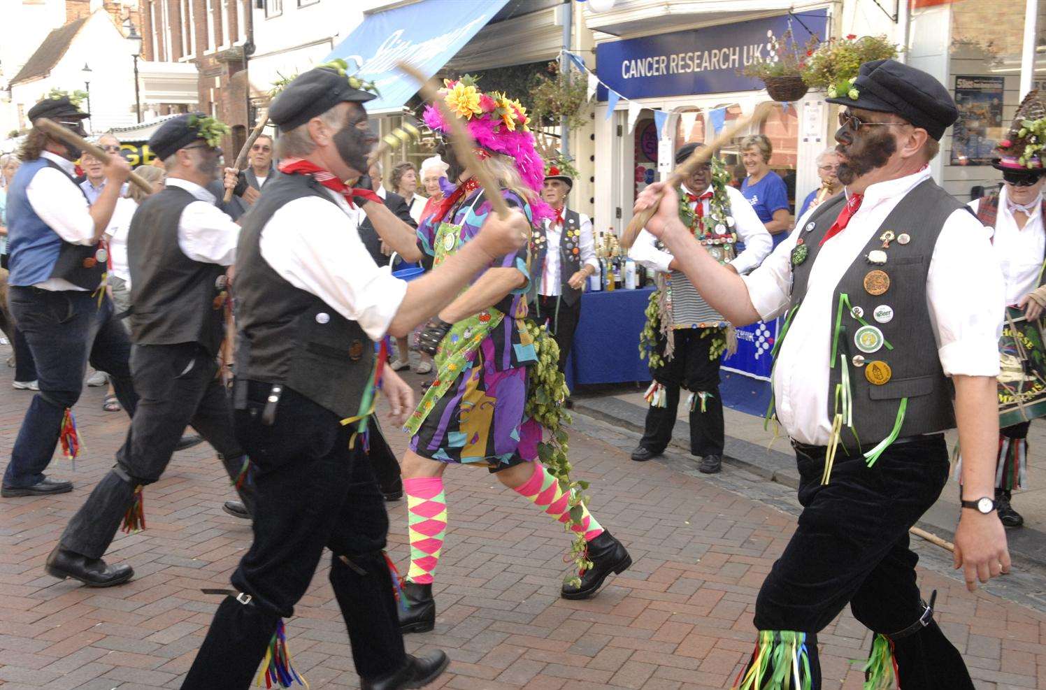 Dead Horse Morris perform in Preston Street at the Faversham Hop Festival on Saturday. Picture Chris Davey