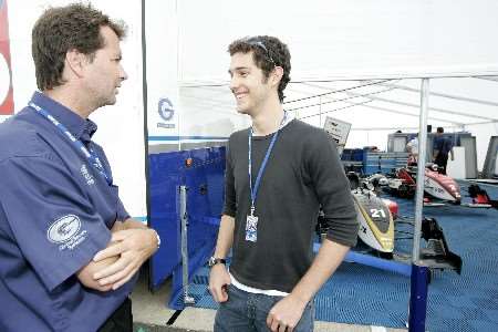 CONVERSATION PIECE: Bruno Senna talking to his new team boss Trevor Carlin at last weekend's British Formula 3 round at Silverstone. Picture courtesy JAKOB EBREY PHOTOGRAPHY