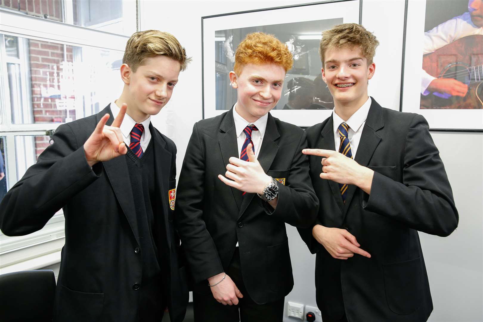 Pupils Oscar Blacker, Joseph Robson and Espen Lawrie who make up a school band called Relentless.