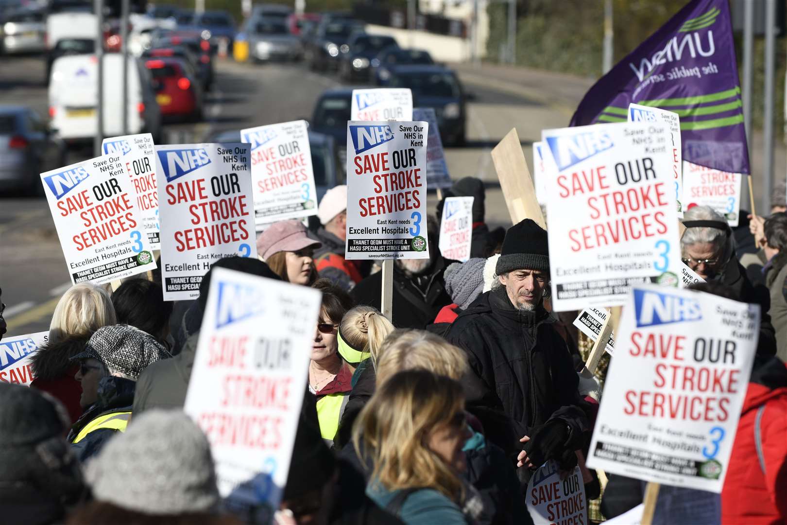 Protest to save QEQM's stroke service. Picture: Tony Flashman