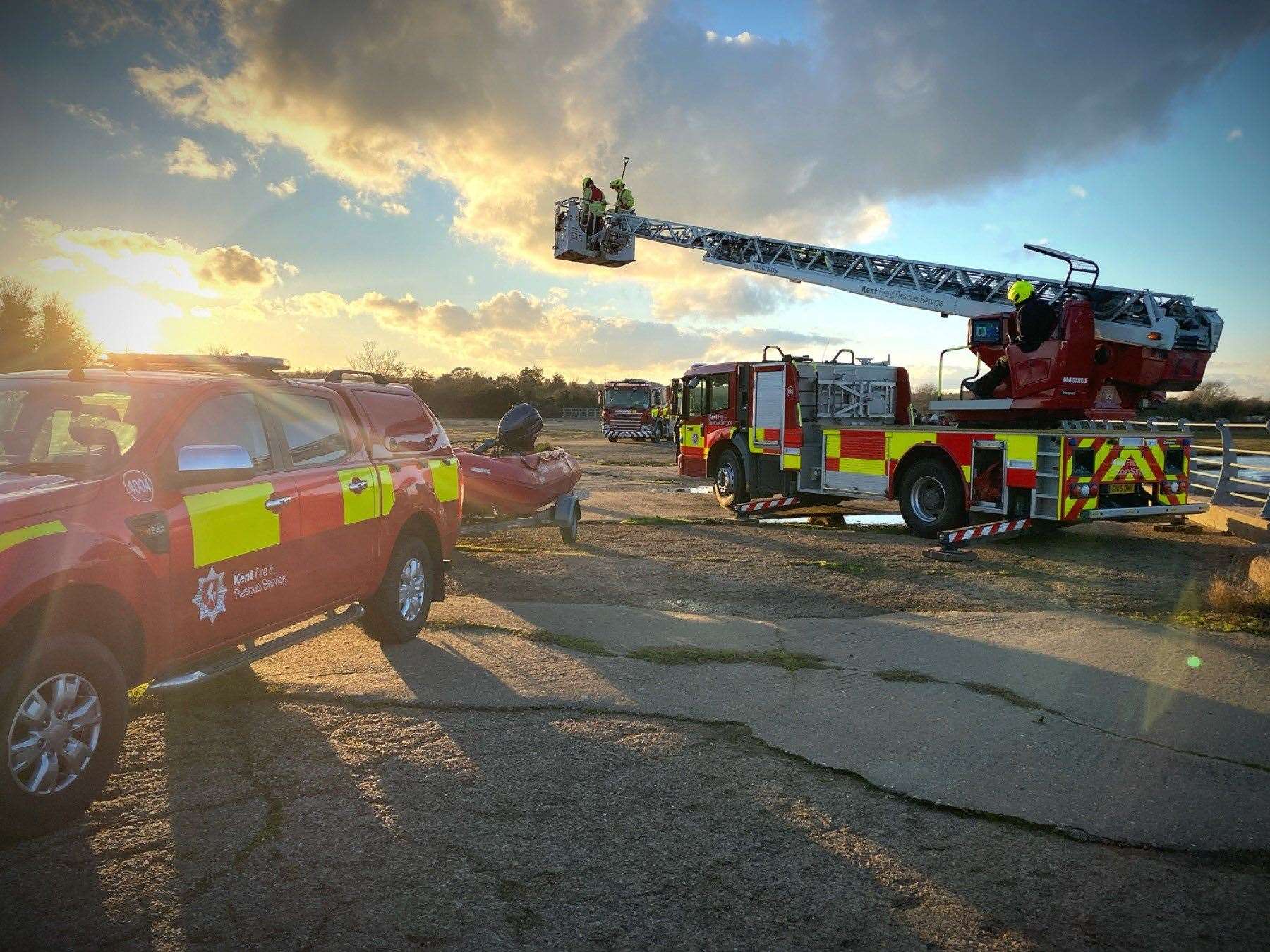 Emergency services respond to reports of bones in the Medway estuary at the Riverside Country Park in Rainham in December 2022. They are believed to be from a marine animal. Picture: Scott Dawson /Kent Police