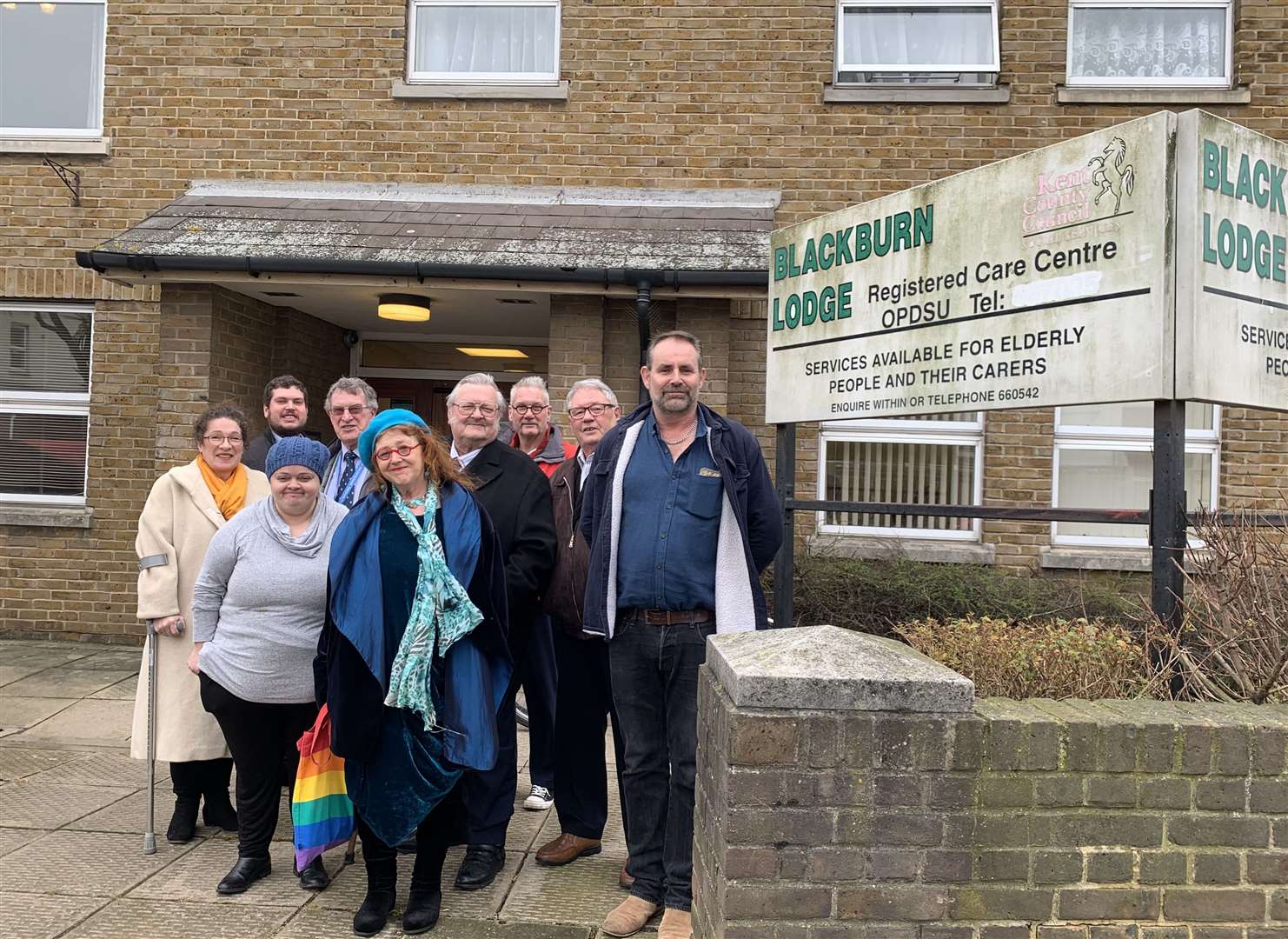 Members of the pressure group outside Blackburn Lodge in Broadway, Sheerness