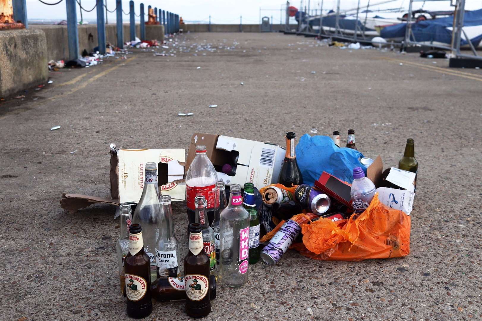 Litter on the West Quay, Whitstable. Picture: Alex Hughes