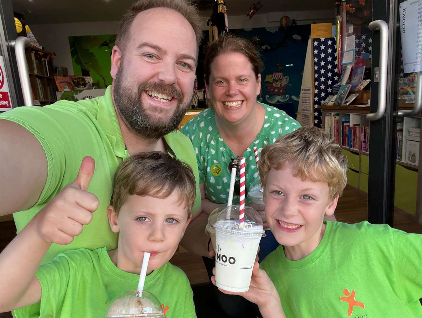 Adam Taylor, owner of now-closed The Classroom in Westgate, with his wife Claire and sons Arthur and Edward. Picture: Adam Taylor