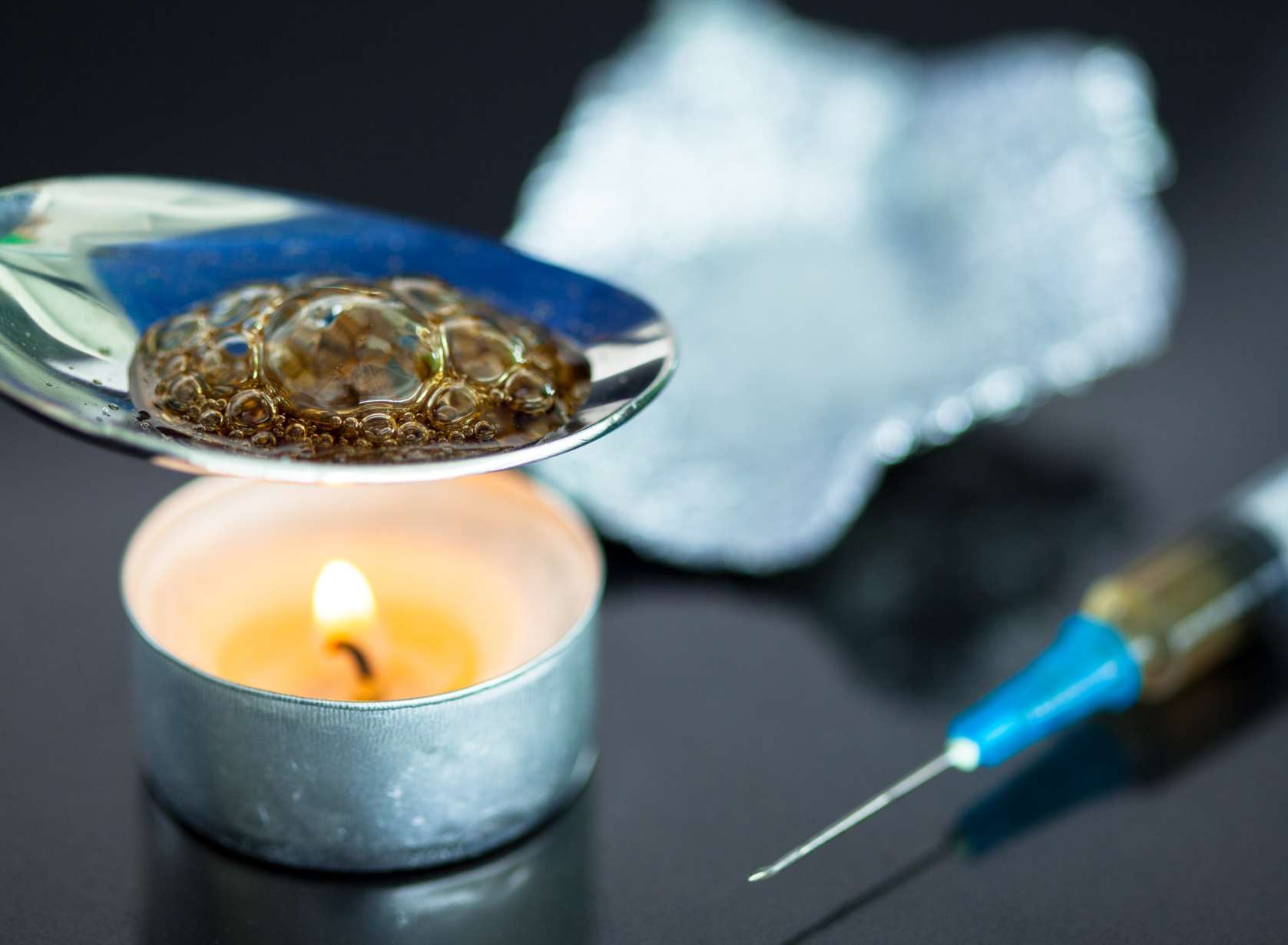 Heroin paraphernalia. Stock image