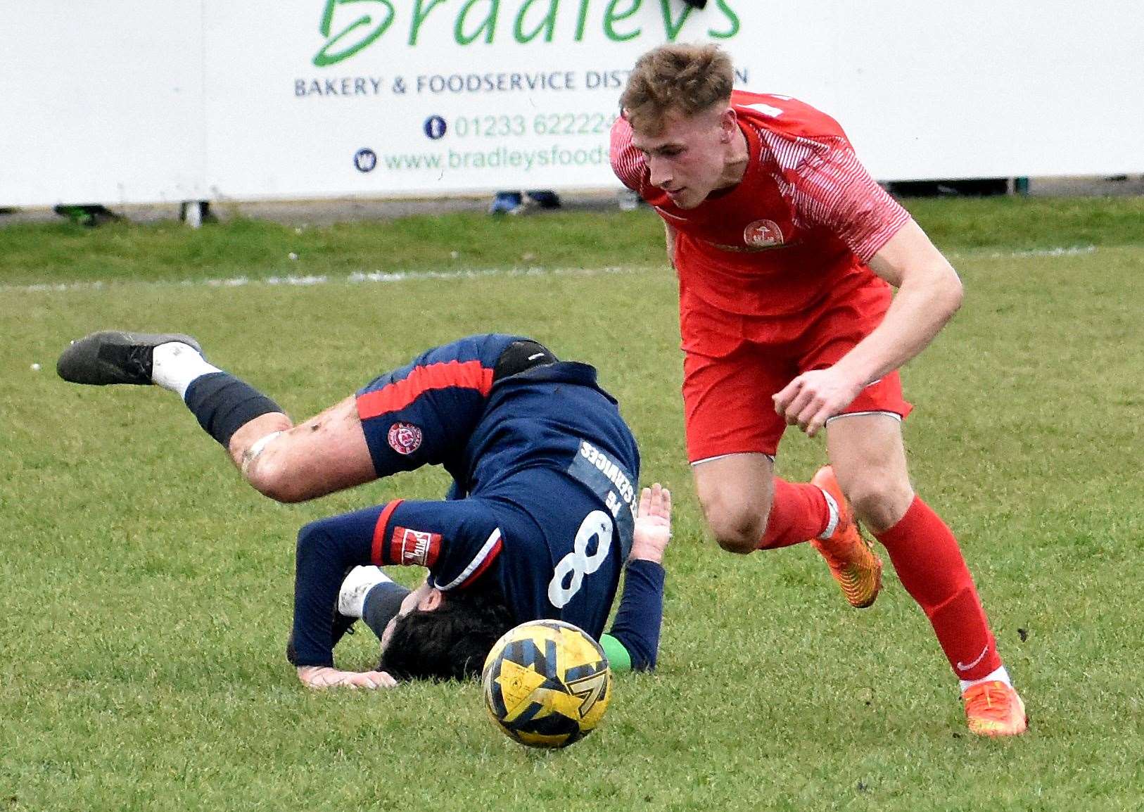 Hythe, 1-0 winners over Chatham at the weekend, are closing in on the play-off places. Picture: Randolph File