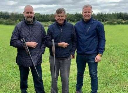 Matthew Scott, dad John Scott and brother Neil Scott clay shooting on Matthew's 43rd birthday in September