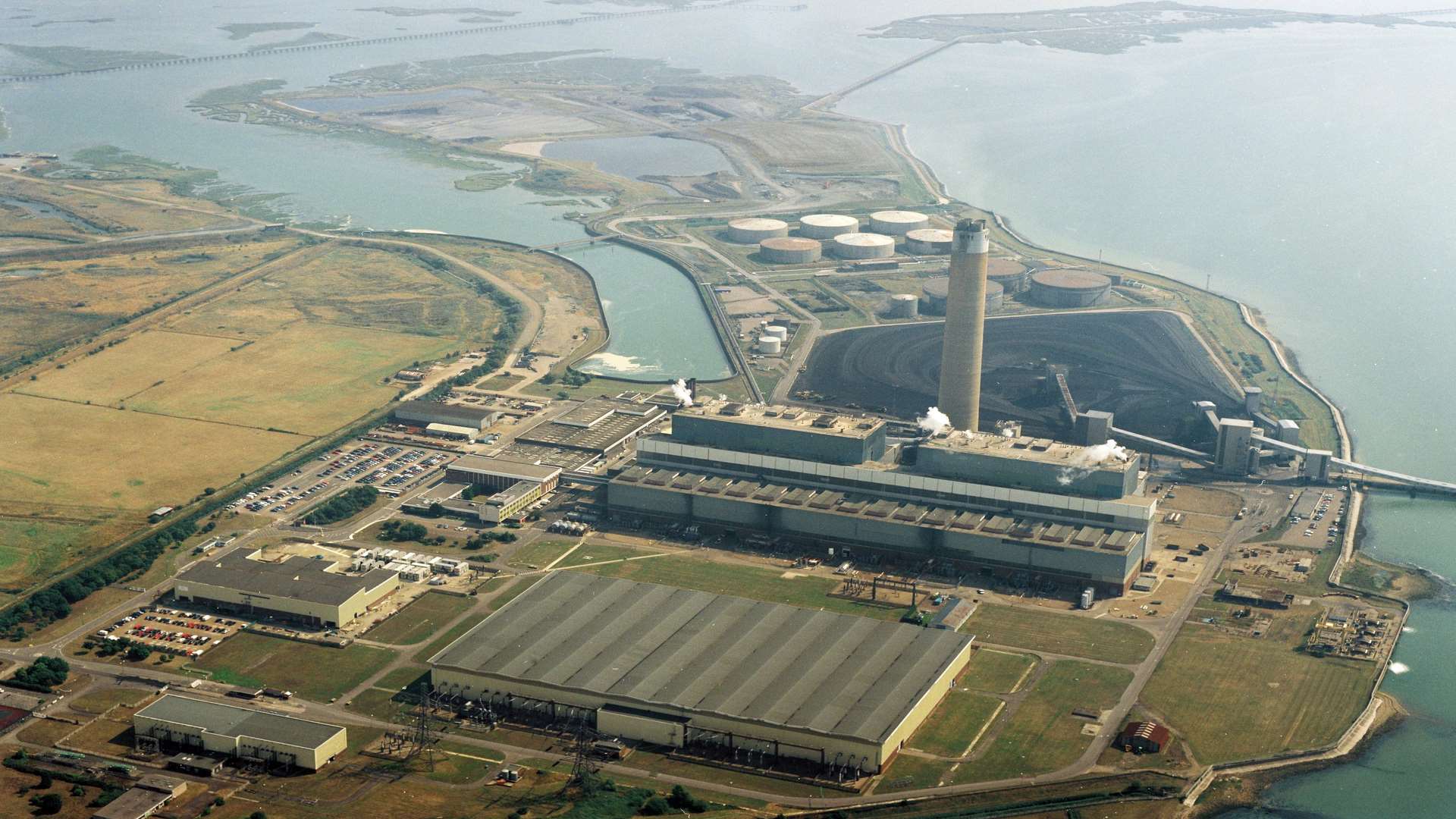 Kingsnorth power station. It's chimney is still standing, for now