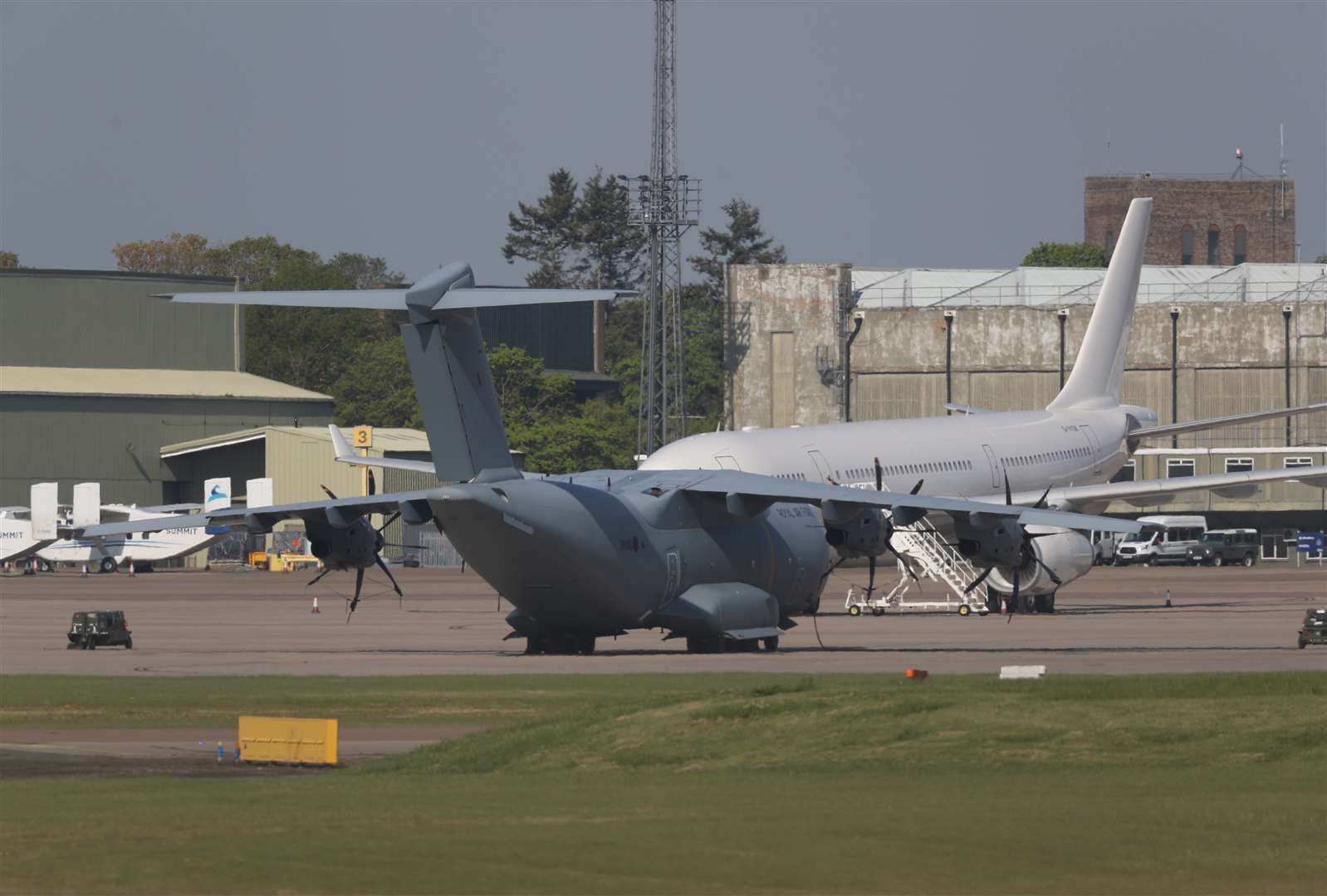 An Airbus A400M at RAF Brize Norton that is believed to have carried a delayed consignment of personal protective equipment for NHS staff from Turkey (Steve Parsons/PA)