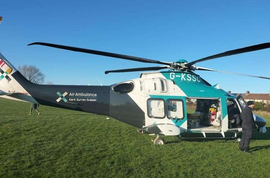 The air ambulance landed in Deal this afternoon. Picture: Brian Henderson