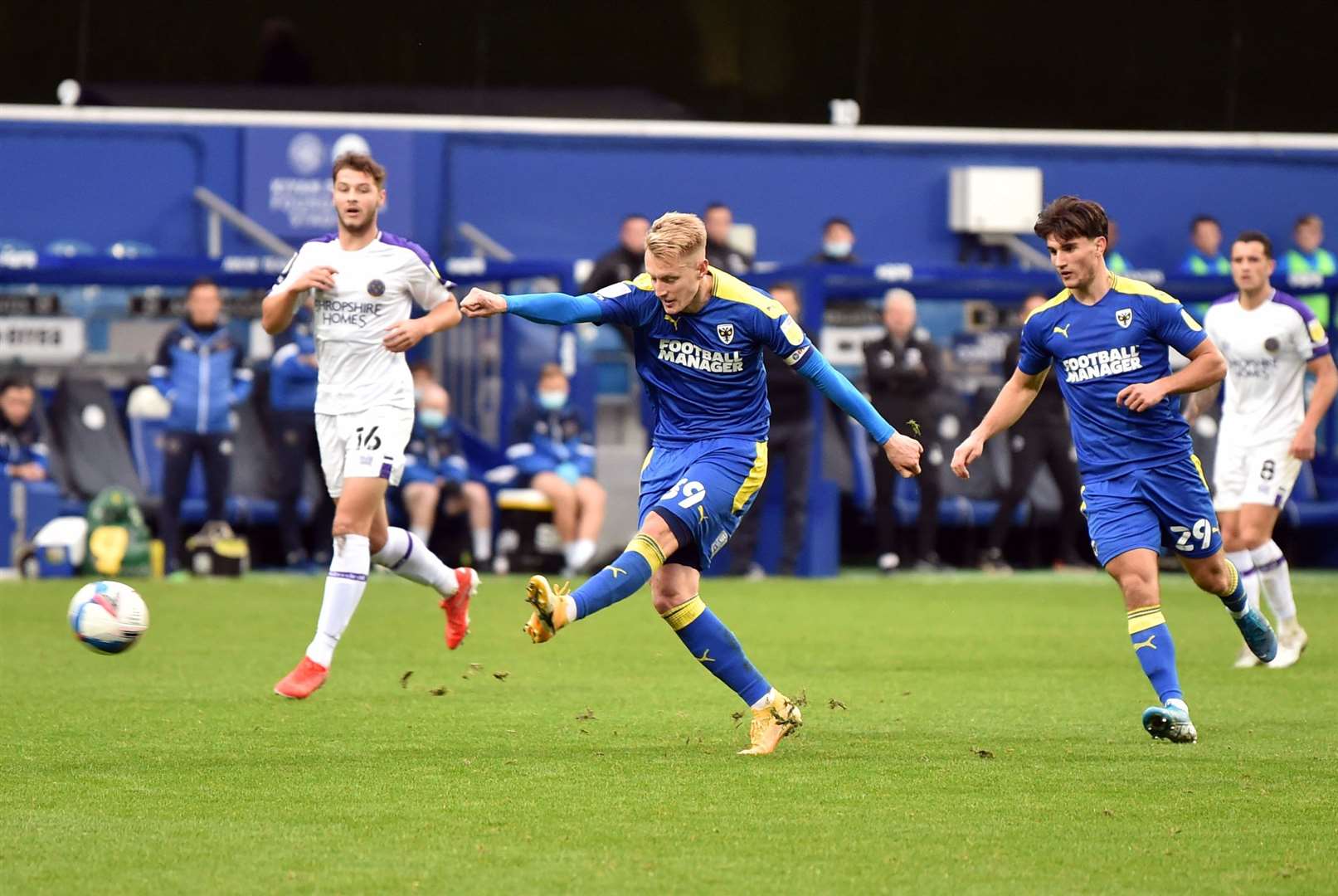 Joe Pigott goes for goal against Shrewsbury Town earlier this season Picture: Keith Gillard