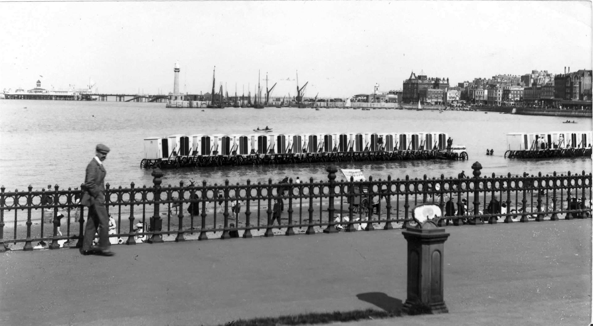 The bathing huts on Margate beach in 1908