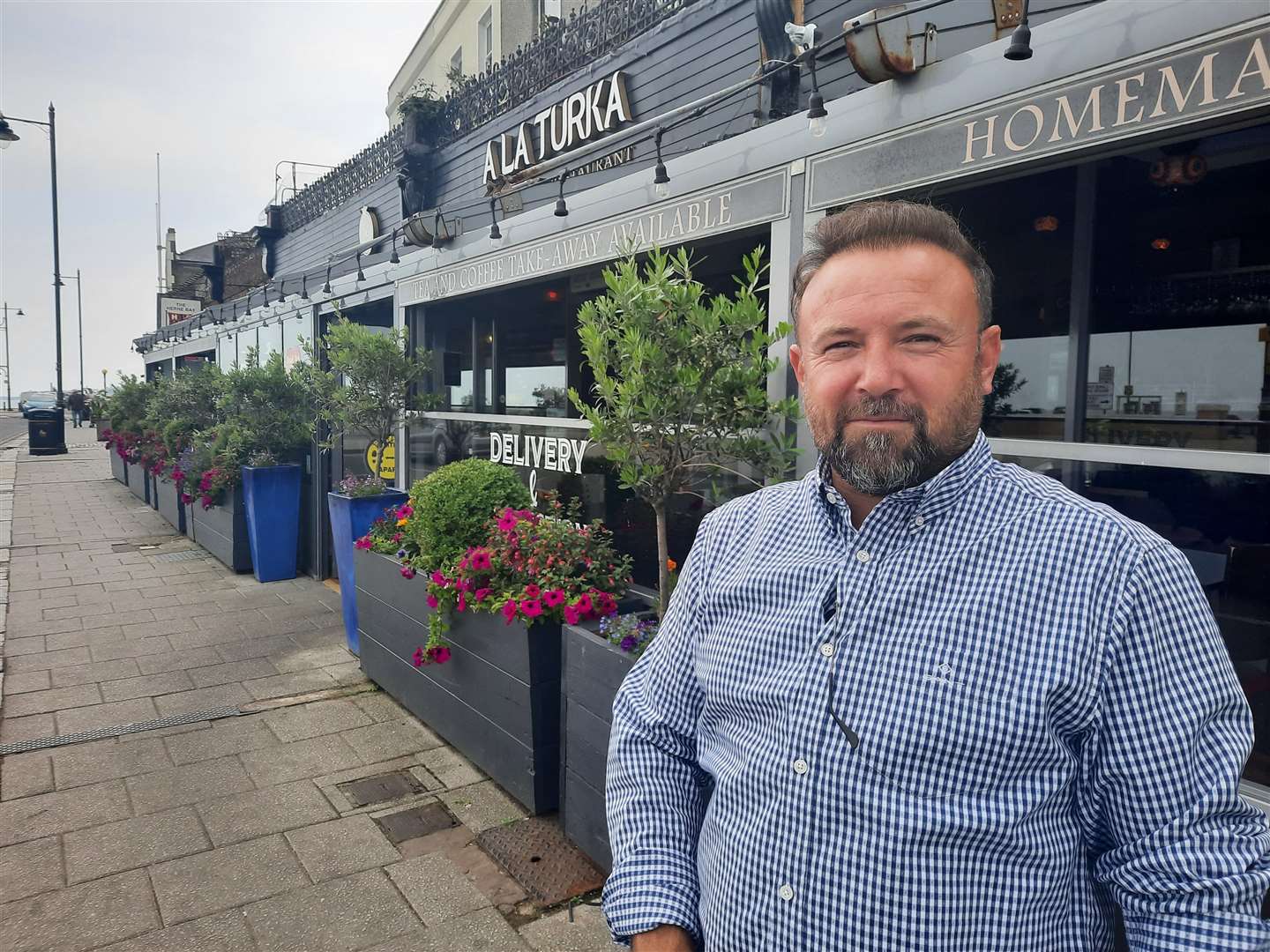 Mehmet Dari outside A La Turka in Herne Bay