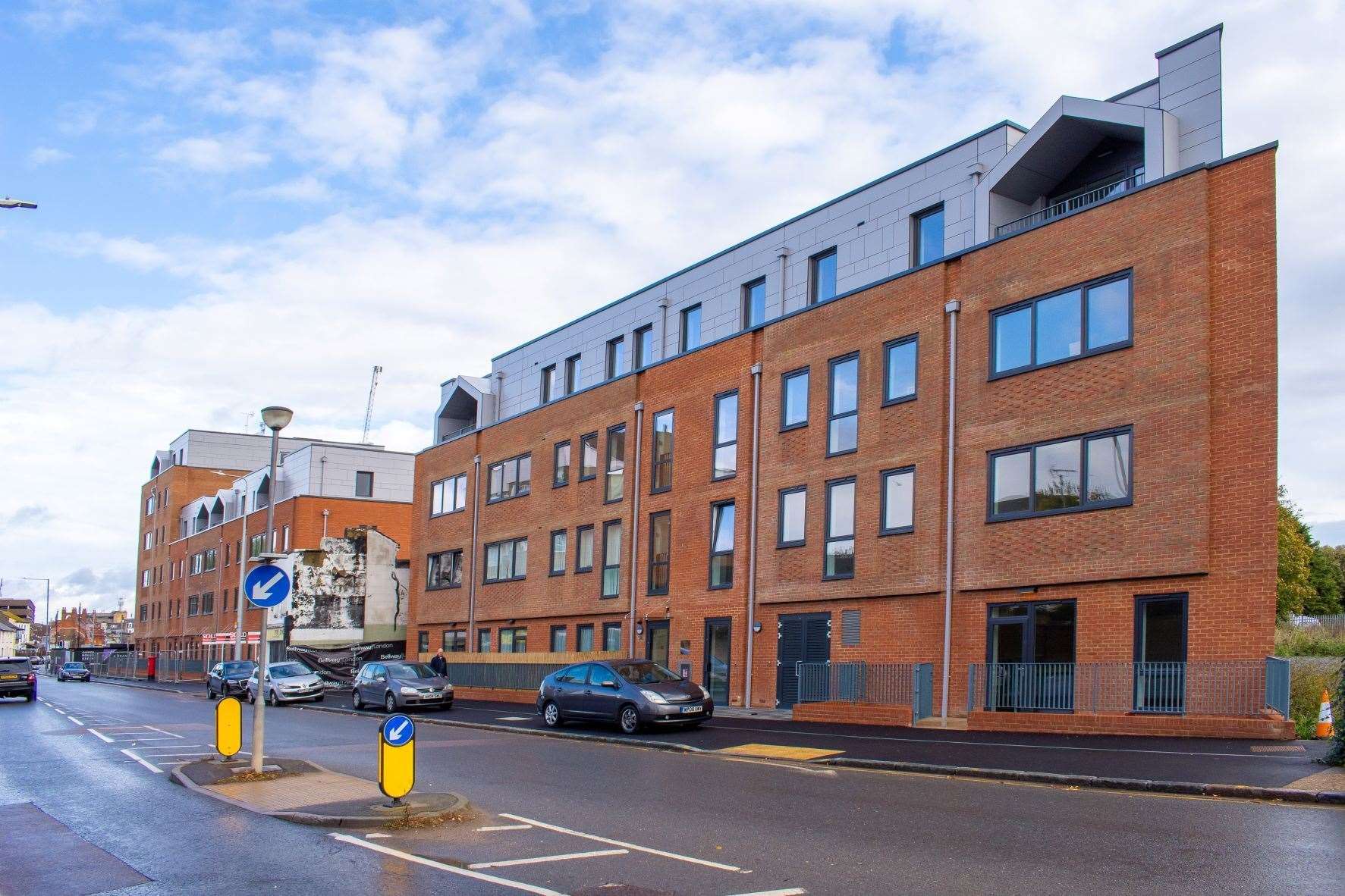 The outside of some of the completed apartment blocks