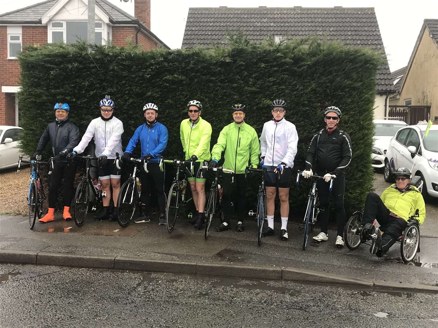 The riders, from left, Richard Fagg, Reece Fagg, Kieran Ingleton, Andy Farrin, Stephen Vaughan, Alex Fagg, Steve Farrin and Adrian Farrin