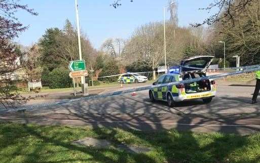 Police cordoned off Spearpoint Corner in Ashford following a report that later transpired to be a false alarm