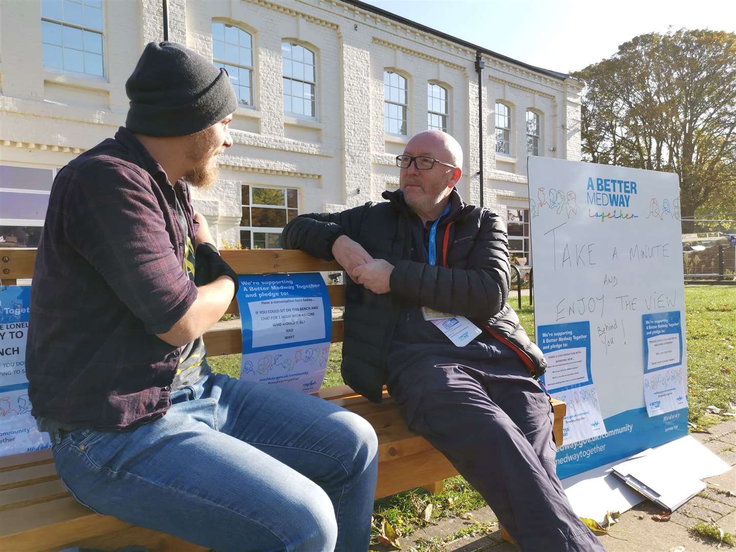 William Ronan and Sam Doust on the chatty bench