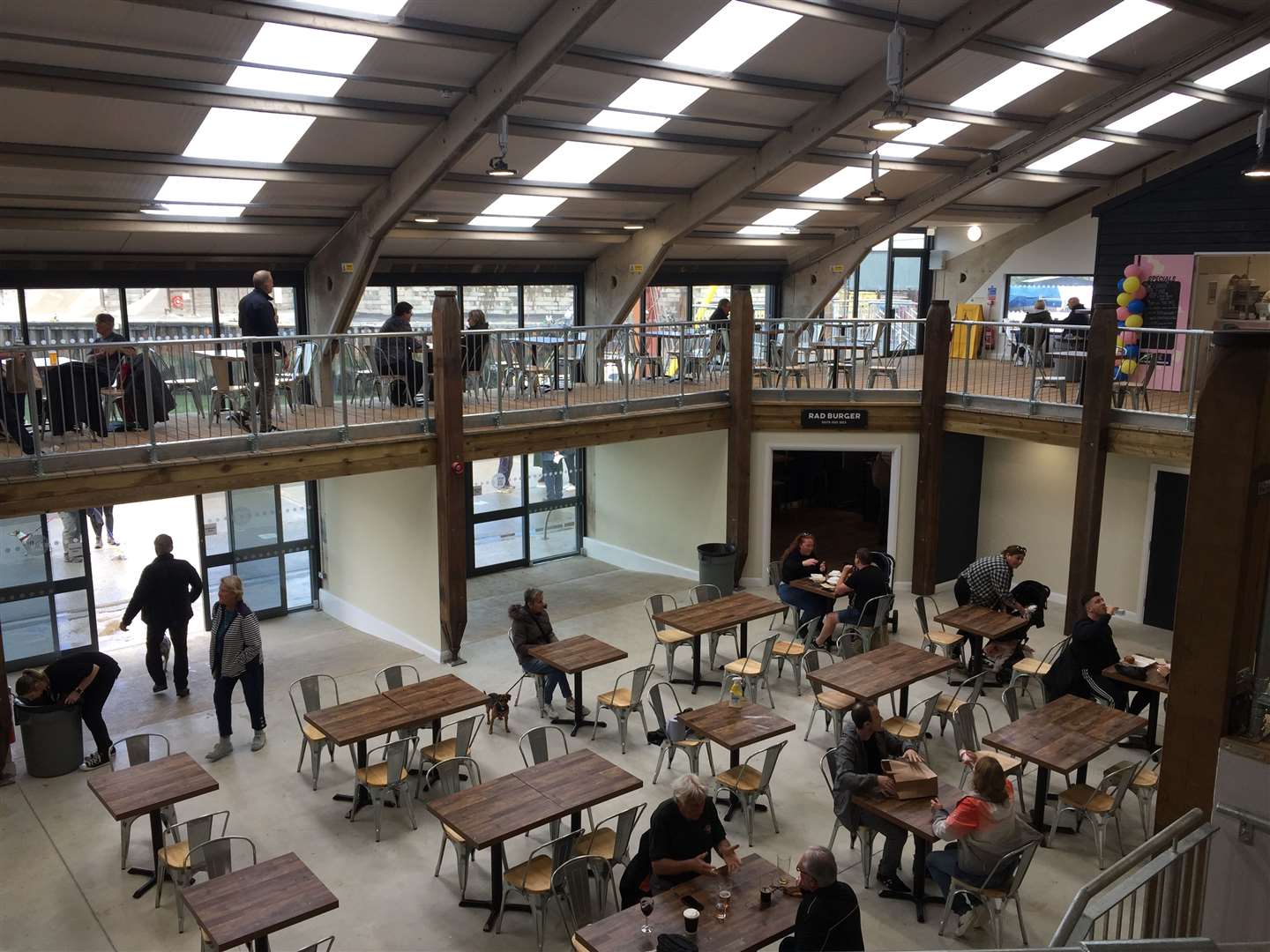 The communal seating area at the South Quay Shed in Whitstable