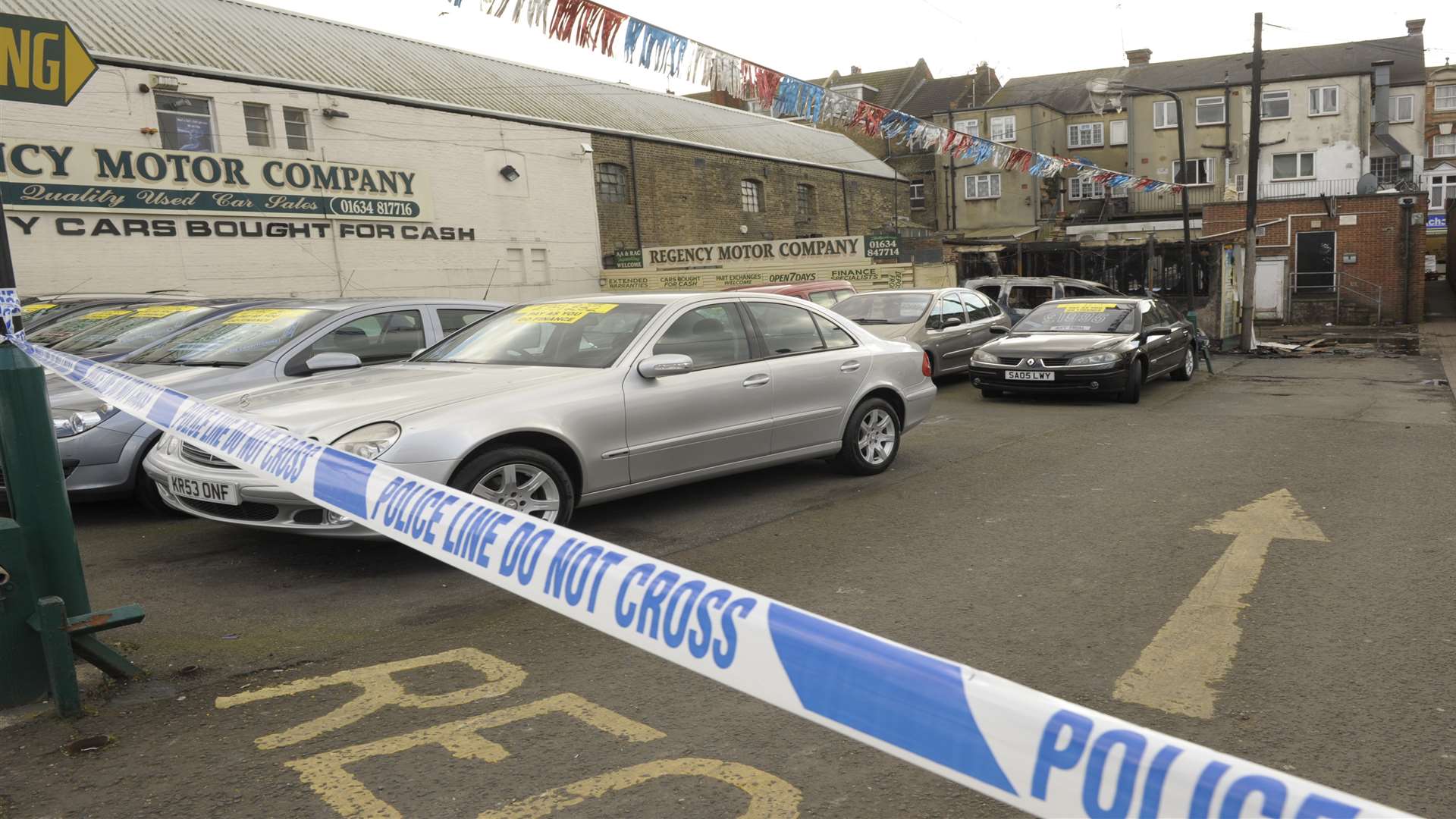 A police cordon at Regency Car Sales