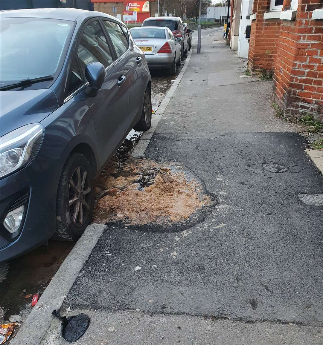 The sewage in Dane Road Margate. Picture: June Pratt