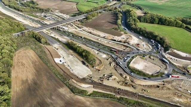 Stockbury roundaboout from the air. Drone: Philip Drew (October 2022) (60445640)