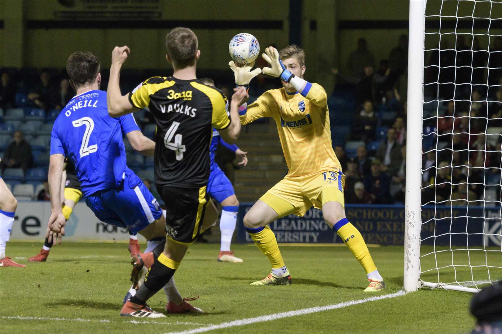 Tomas Holy blocks off a ball from Will Vaulks Picture: Andy Payton