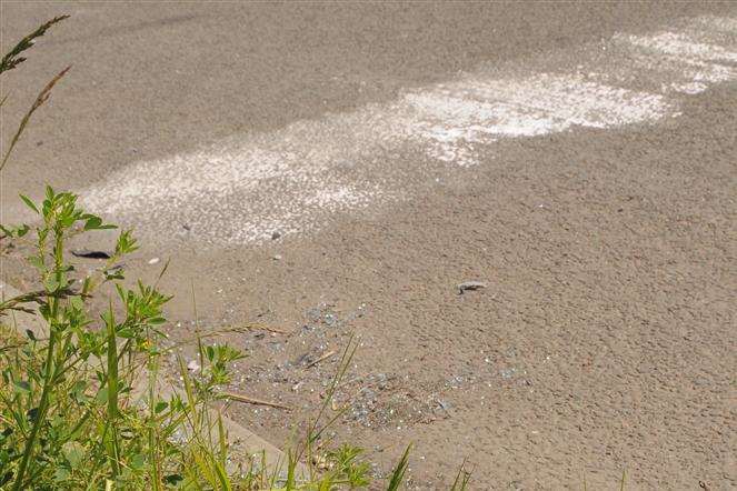 Tyre tracks can be seen at the accident site