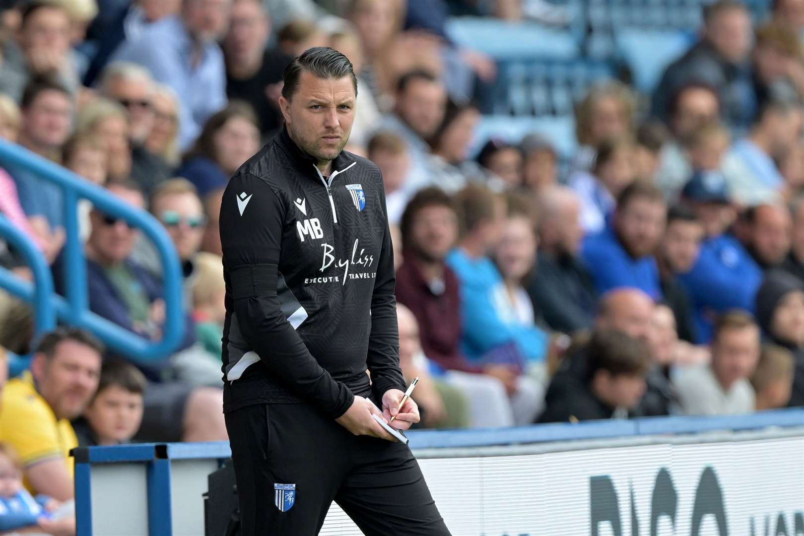 Mark Bonner watches on as Gillingham played out a goalless draw with Millwall Picture: Keith Gillard