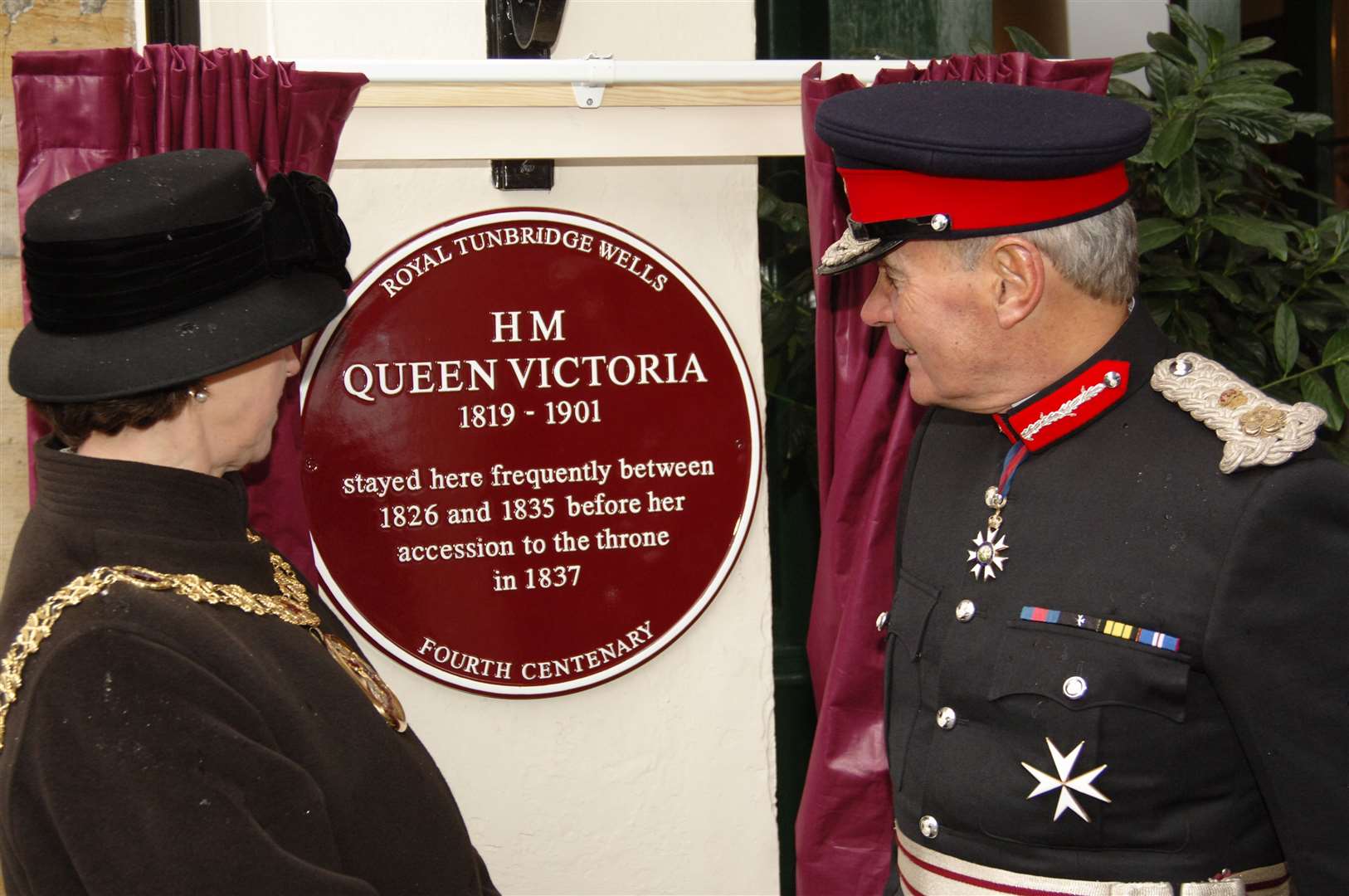 A plaque, commemorating Queen Victoria's visits to the Hotel Du Vin, Crescent Road, Tunbridge Wells before her accession to the throne is unveiled. Picture by Andy Payton